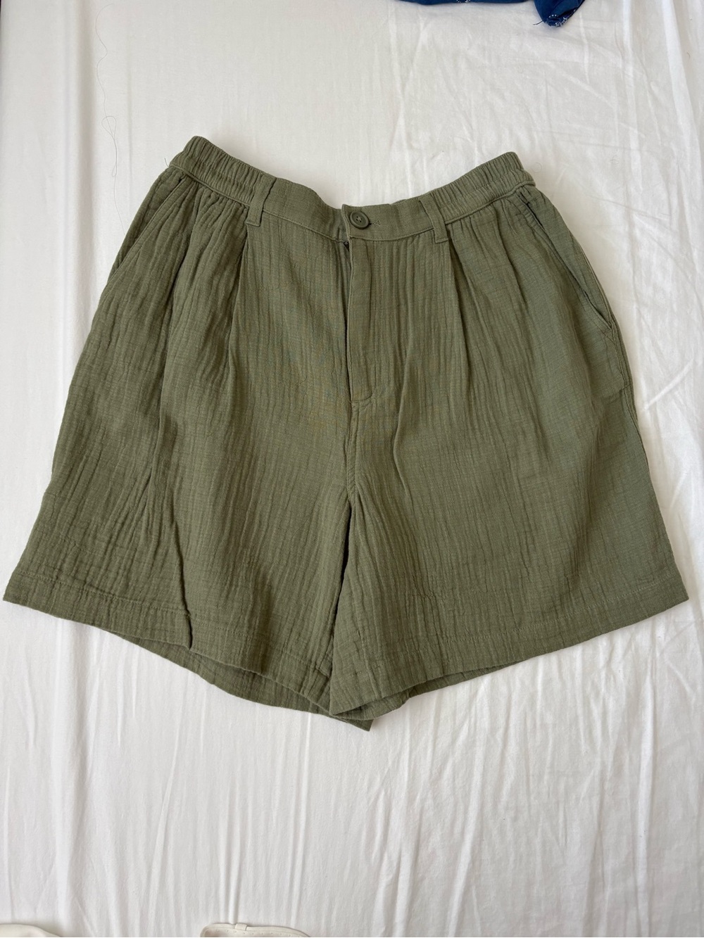 aerie Olive Green Textured High-Rise Bermuda Shorts